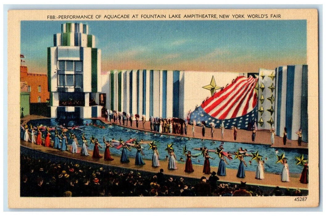 New York World's Fair Performance Aquacade At Fountain Lake Ampitheater Postcard