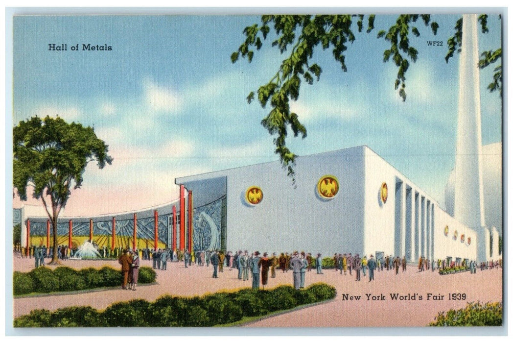 1939 New York World's Fair Hall Of Metals Exhibit Building Theme Center Postcard