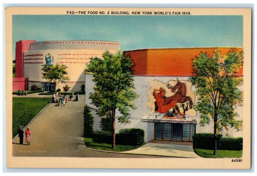 1939 New York World's Fair The Food No. 2 Building Unposted Vintage Postcard