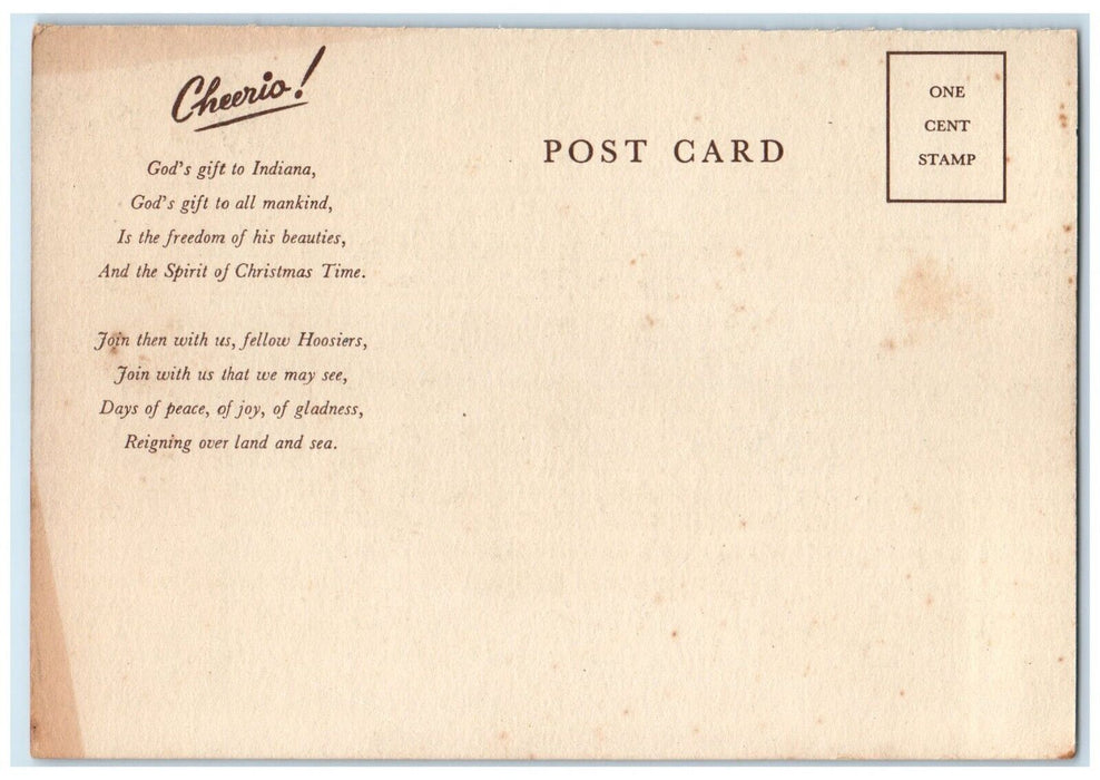 c1940 Spring Mill Exterior Building State Park Indiana IN Cheerio Poem Postcard