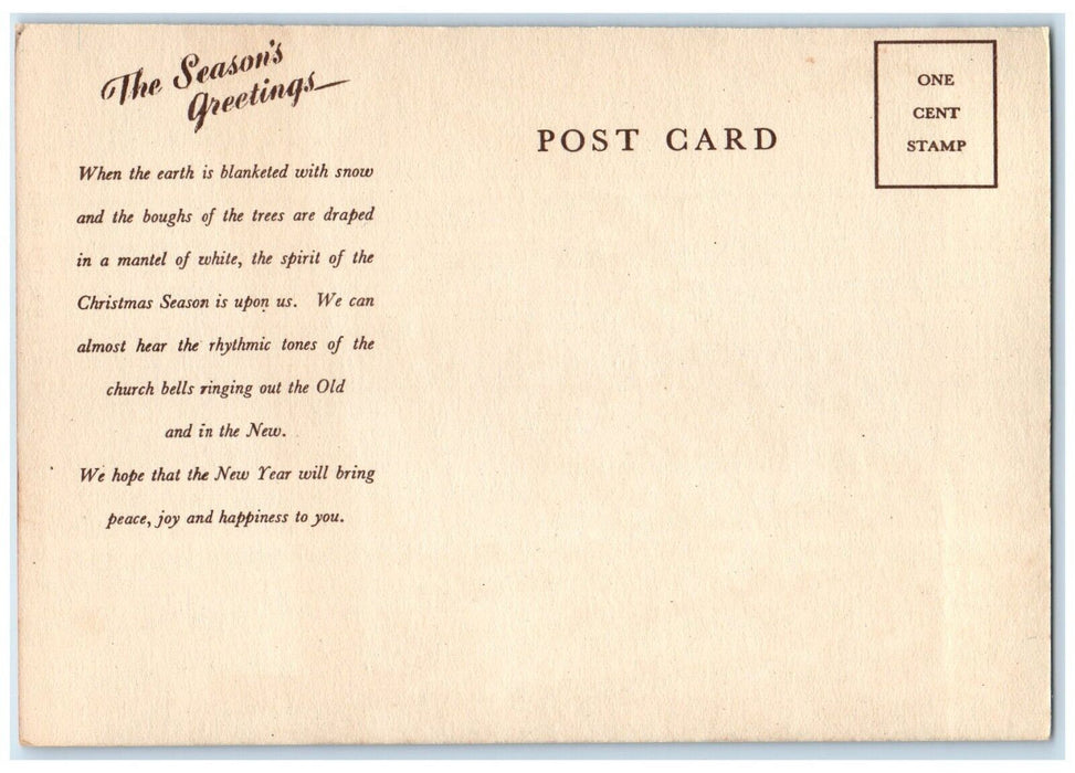 c1940 Turkey Run State Park Indiana IN Season's Greetings Poem Vintage Postcard