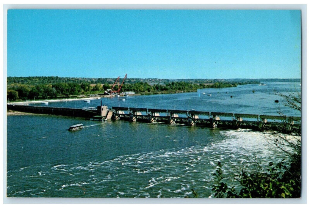 c1960 Starved Rock Lock Dam River Lake Ottawa Illinois Vintage Antique Postcard