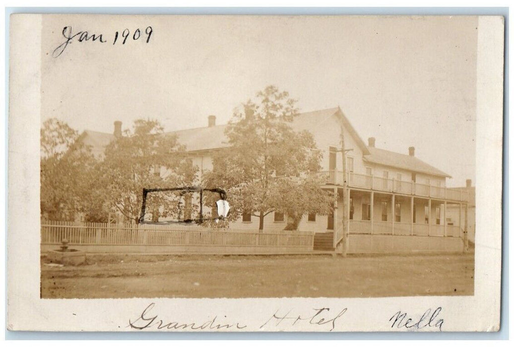 1909 Hotel Street View Grandin North Dakota ND RPPC Photo Posted Postcard