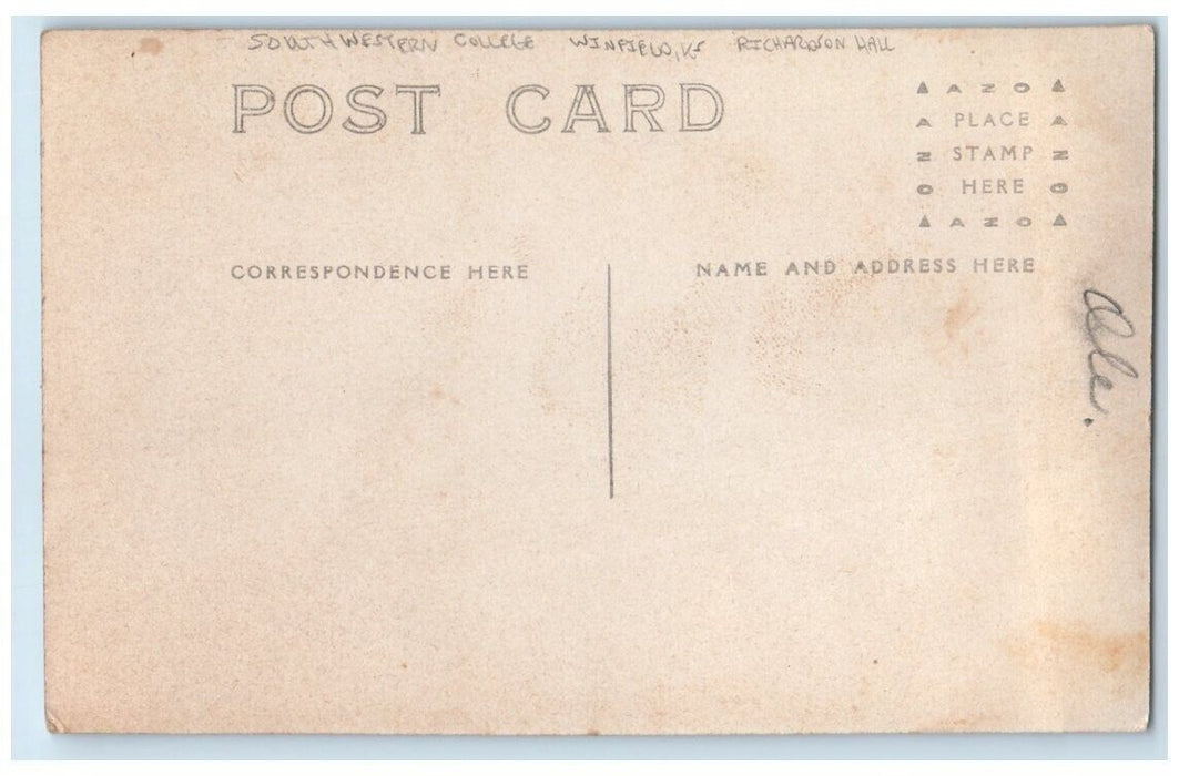 c1910's Southwestern College Richardson Hall Winfield KS RPPC Photo Postcard