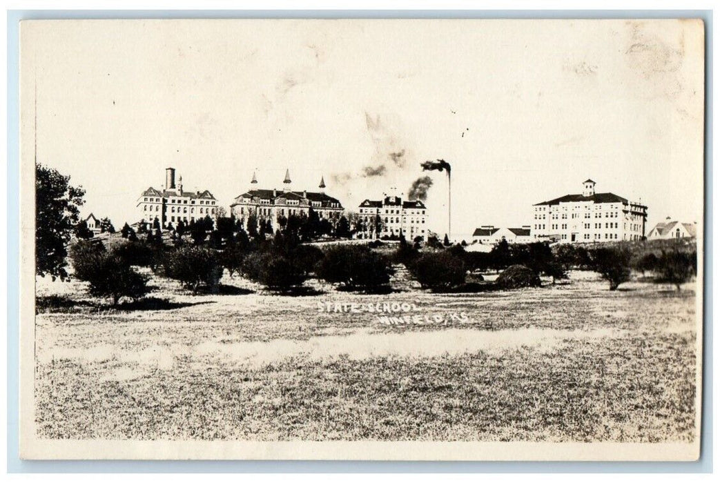 c1910's State School Building View Winfield Kansas KS RPPC Photo Postcard