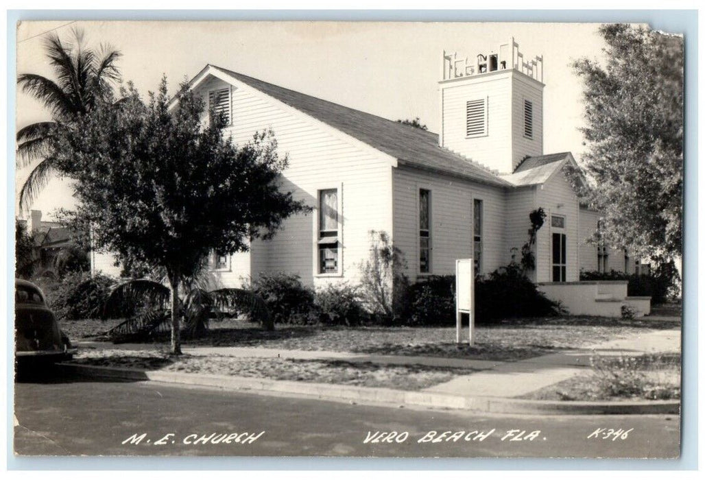 c1940's Methodist Church Building View Vero Beach Florida FL RPPC Photo Postcard