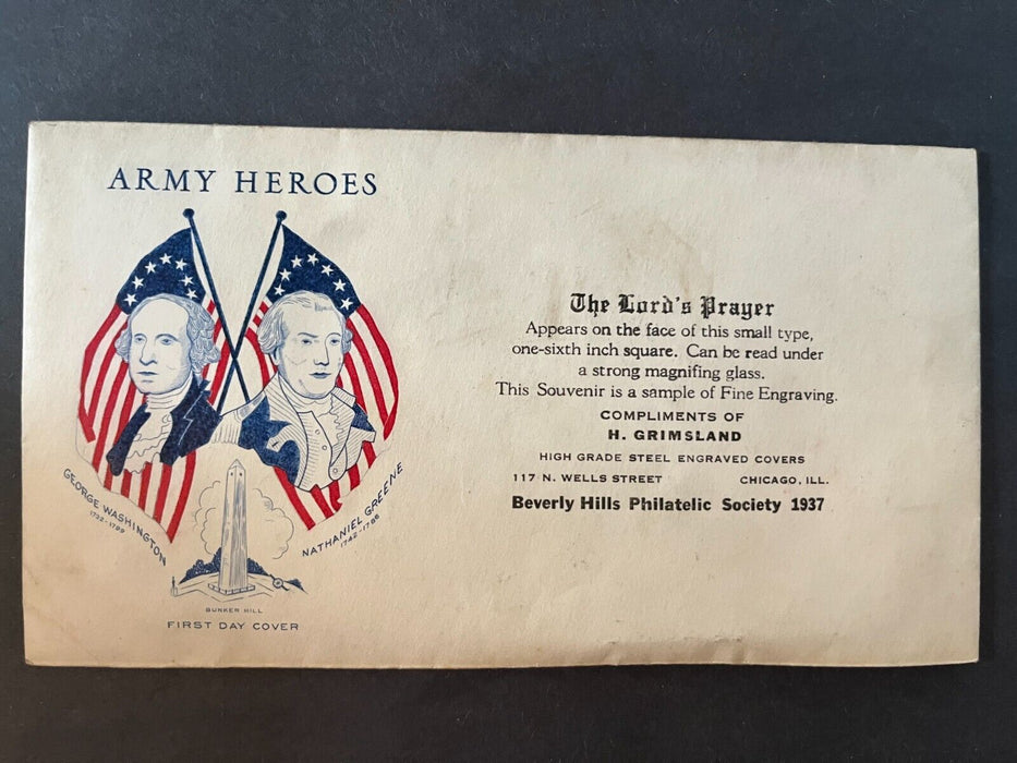 Army Heroes Washington Greene Engraving Covers Chicago Illinois First Day Cover