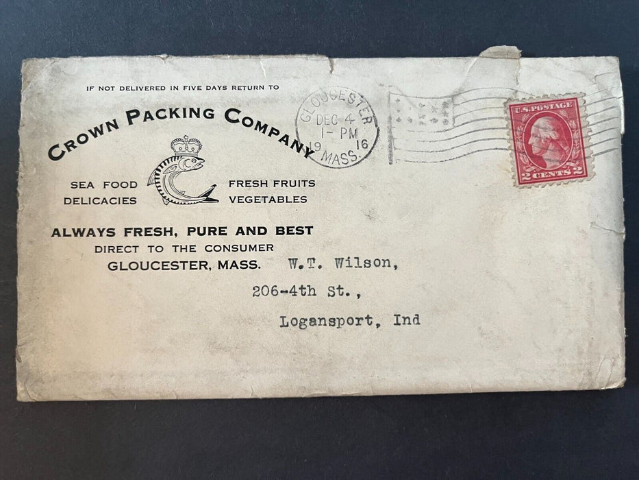 1916 Crown Packing Company Gloucester Massachusetts Seafood Advertising Cover