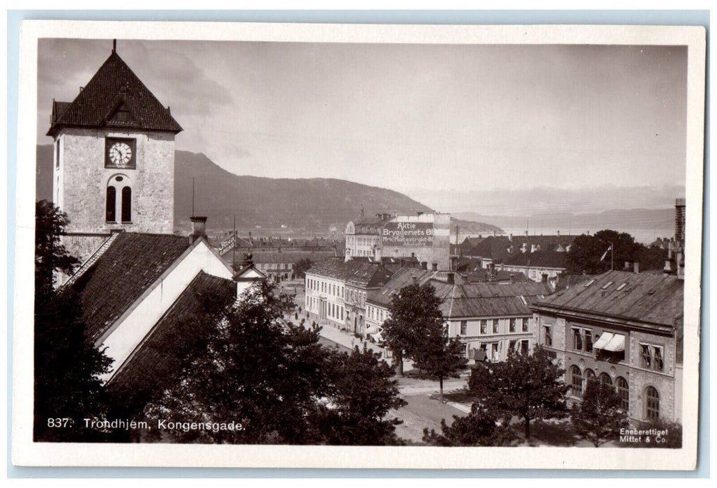 c1940's View of Kongensgade Trondheim Norway Unposted RPPC Photo Postcard