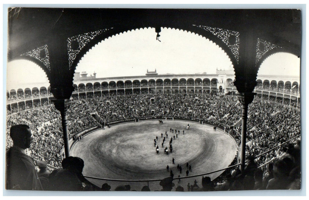 1955 Bullfighting Plaza Bullring Square Madrid Spain RPPC Photo Postcard