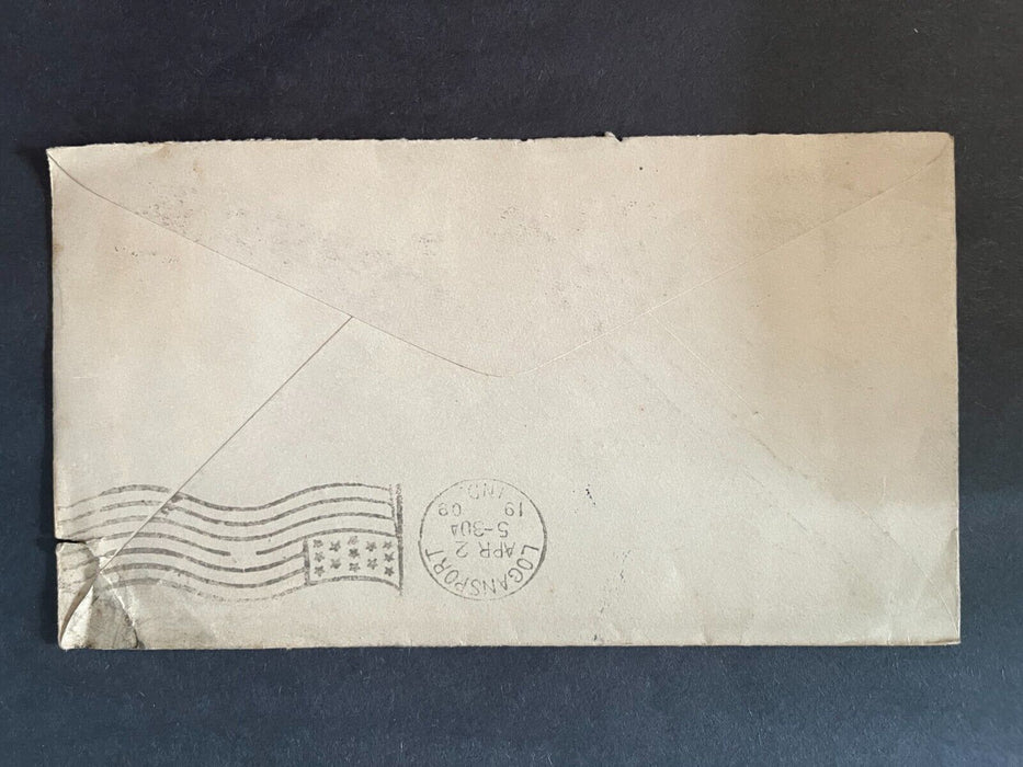 1909 The Bobbs Merrill Company Indianapolis Indiana Logansport Flag Cancel Cover