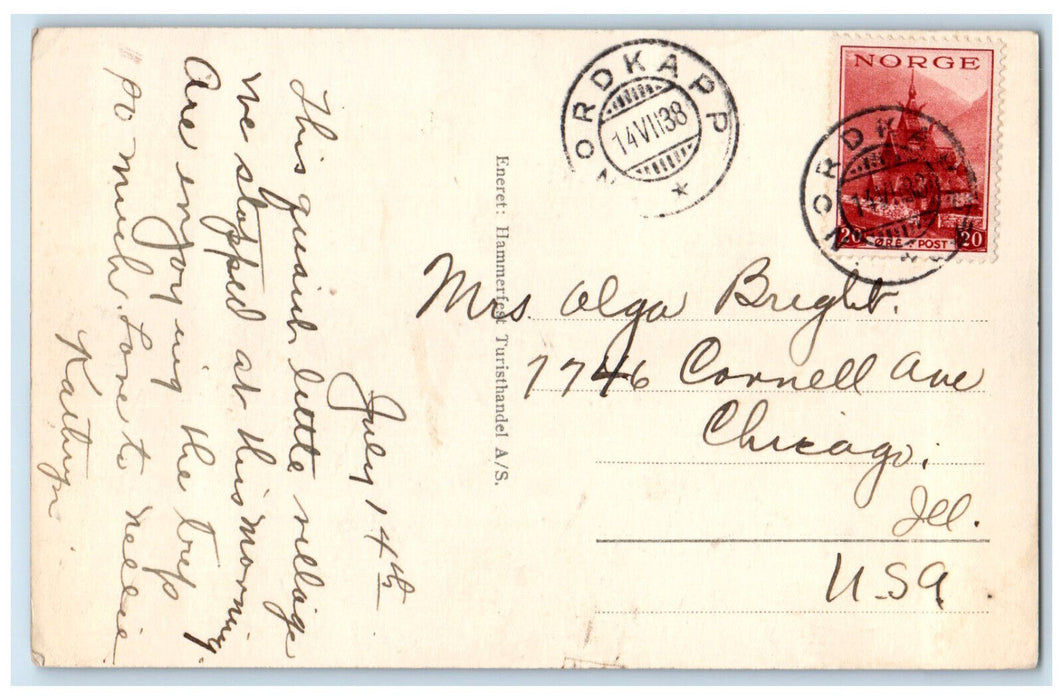 1938 Lake Houses View Hammerfest Finnmark County Norway RPPC Photo Postcard