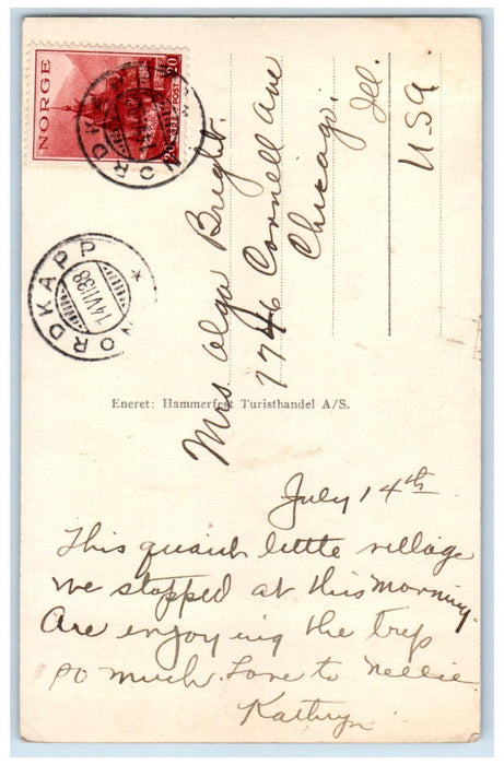 1938 Lake Houses View Hammerfest Finnmark County Norway RPPC Photo Postcard