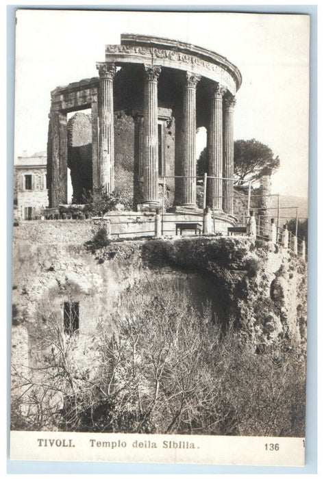 c1960's Temple of the Sybil Tivoli Italy Unposted Vintage RPPC Photo Postcard