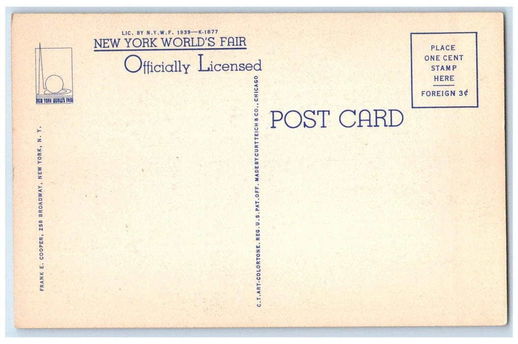 c1930's Polish Pavilion At The New York World's Fair Flowers Flag Scene Postcard