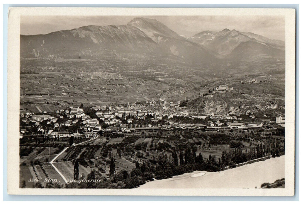 1931 Vue Generale Sion Switzerland Posted Vintage RPPC Photo Postcard