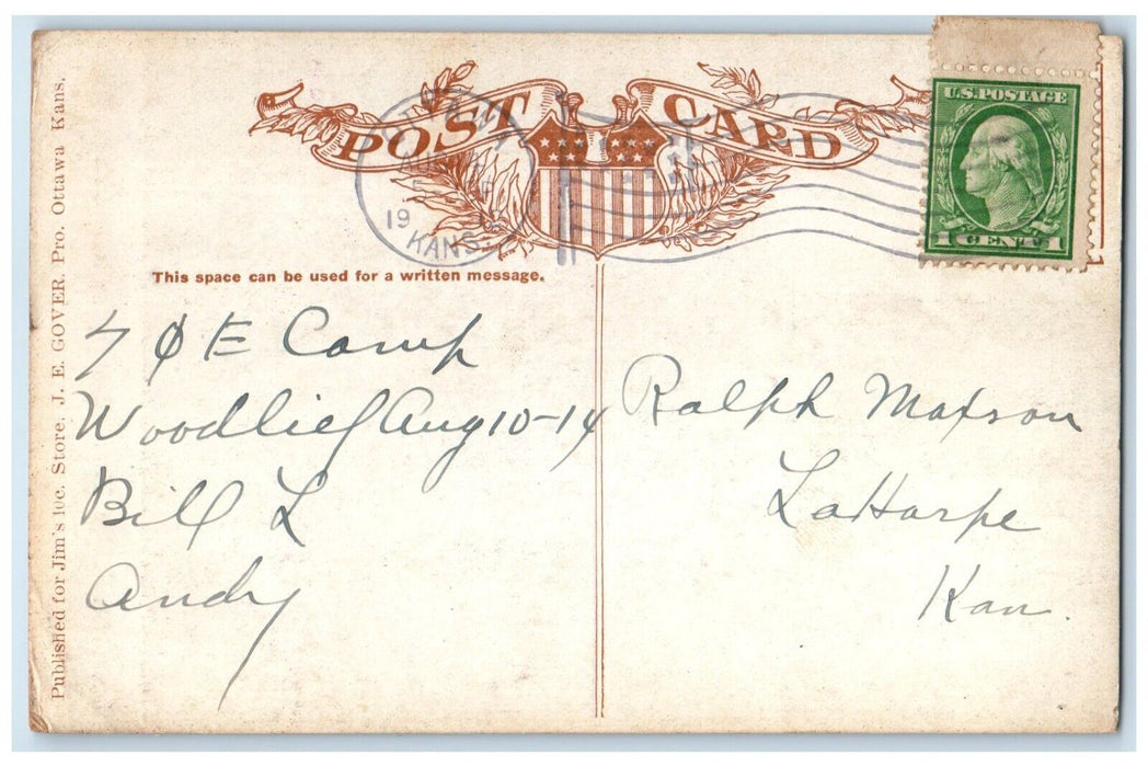 1912 Locust St. Bridge Marais Des Cygnes River Ottawa Kansas KS Antique Postcard