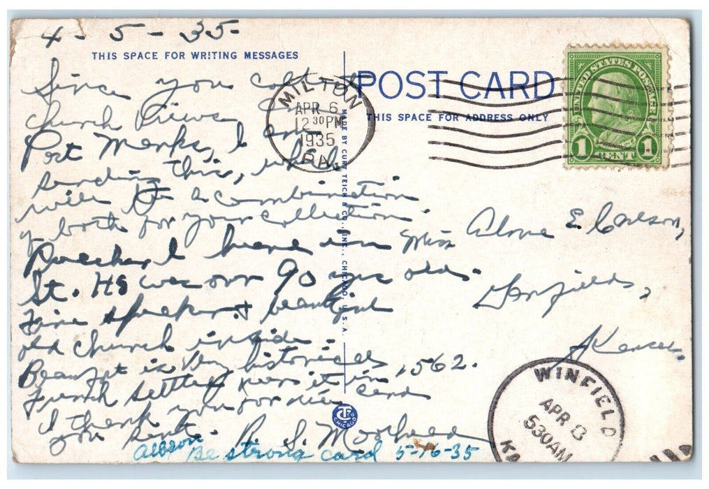 1935 St. Helena's Episcopal Church Beaufort South Carolina SC Vintage Postcard