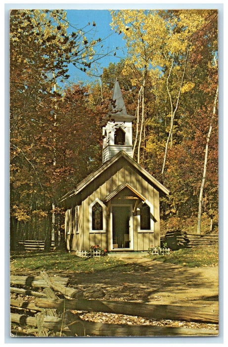 c1960 Chapel Woods Bridge Red Mill Property Waupaca Highway Schmidt WI Postcard