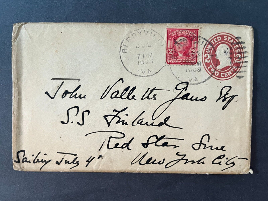 1908 John Valle New York City New York Berryville Virginia Duplex Cancel Cover