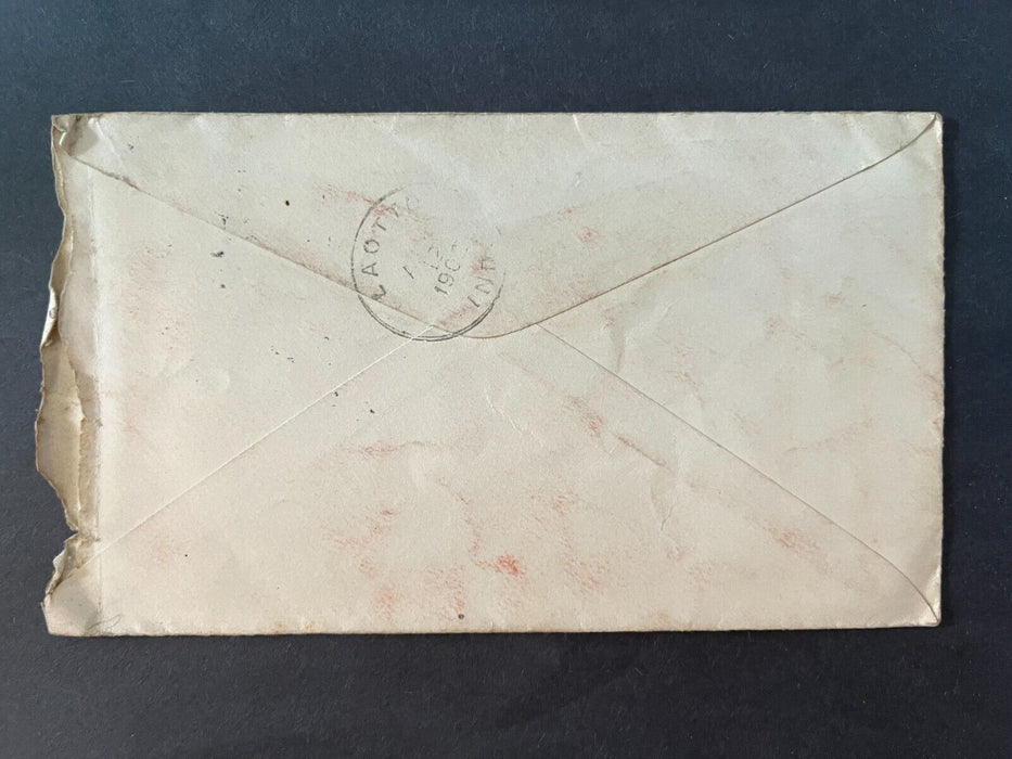 1902 Myrtle Lodge No.567 IOOF Royal Centre Indiana Laotto Duplex Cancel Cover