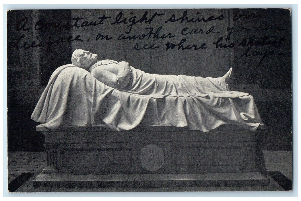 c1940 Valentine Recumbent Statue Lee In The Chapel Virginia VA Vintage Postcard