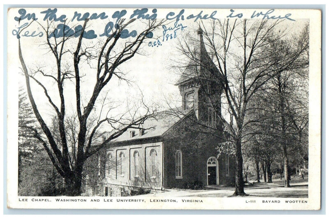 c1940 Exterior Lee Chapel Washington Lee University Lexington Virginia Postcard