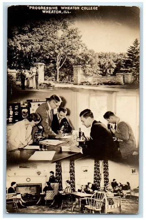 c1940's Progressive Wheaton College Multiview Illinois IL RPPC Photo Postcard