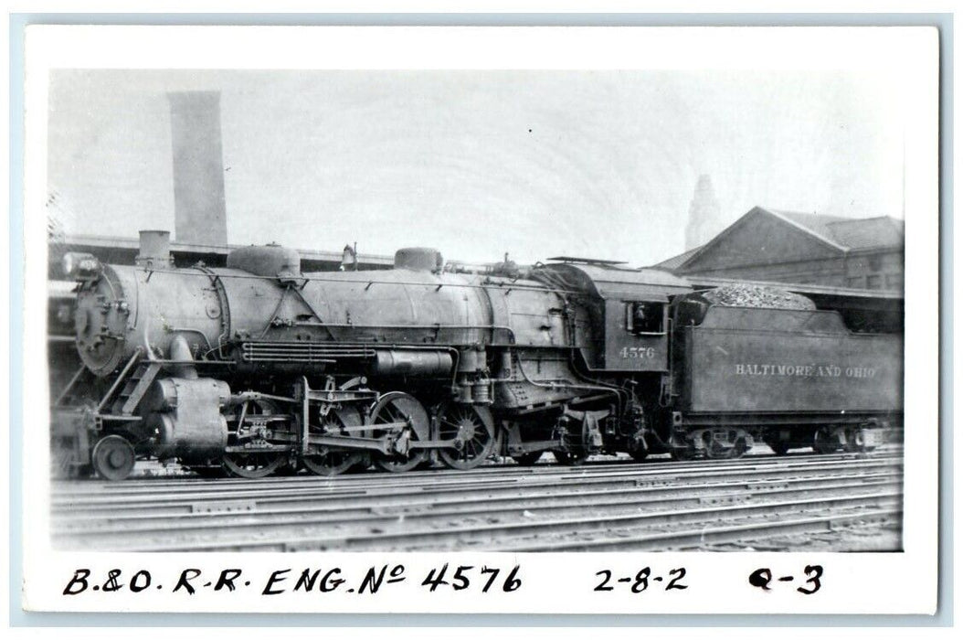 1918 B&O Railroad Train Locomotive #4576 Salamanca NY RPPC Photo Postcard