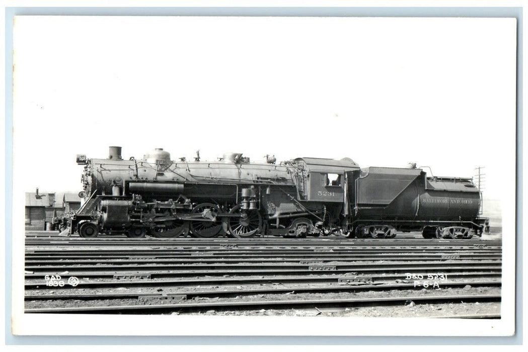 1938 B&O Railroad Locomotive Train #5231 New Castle PA RPPC Photo Postcard