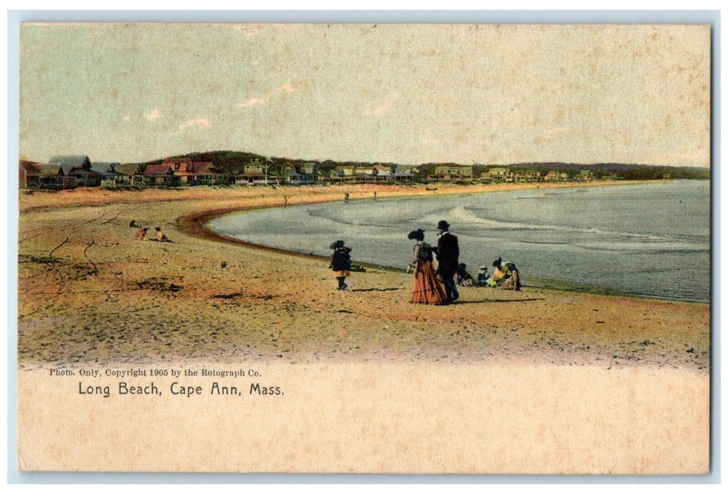 c1910's View Of Long Beach Cape Ann Massachusetts MA Rotograph Antique Postcard