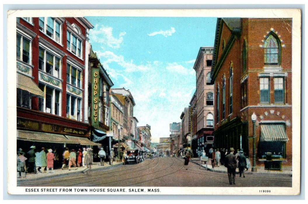 Essex Street From Town House Square Chop Suey Salem Massachusetts MA Postcard