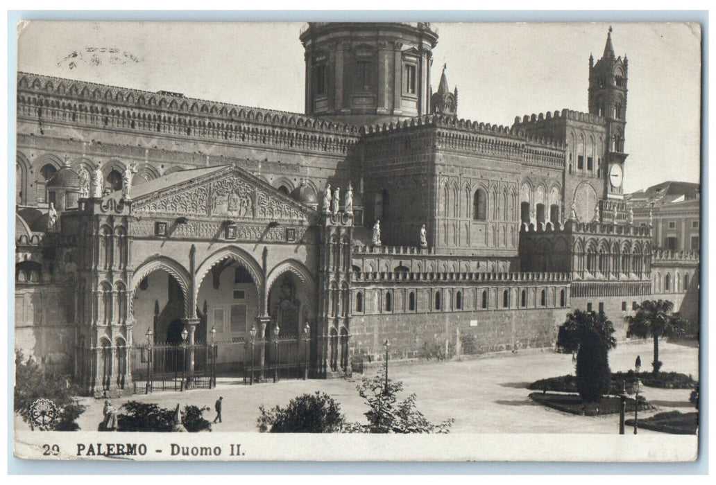 1912 Building of Duomo II Palermo Italy Posted Antique RPPC Photo Postcard