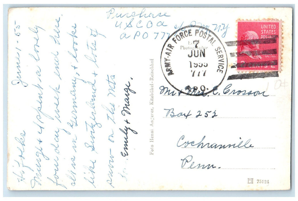 1955 Crowd Scene Kitzbuhel Tirol Austria Posted Vintage APO RPPC Photo Postcard