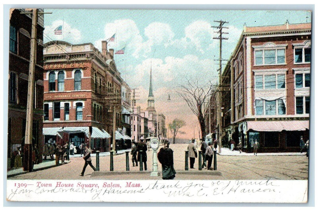 1908 Town House Square Building Salem Haverhill Massachusetts MA Posted Postcard