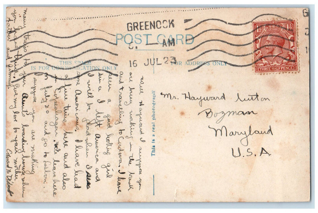 1923 Municipal Buildings Glasgow Scotland Horse Carriage RPPC Photo Postcard