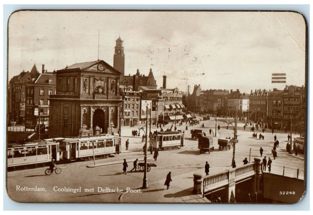 1927 Coolsingel With Delft Gate Rotterdam Netherlands RPPC Photo Postcard