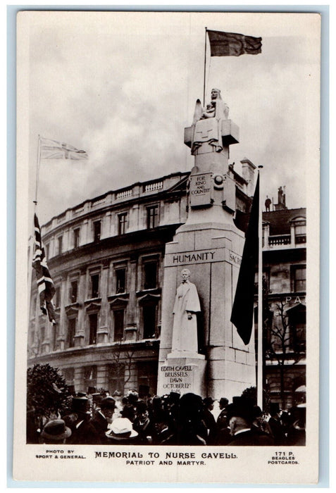 c1950's Memorial to Nurse Cavell Patriot London England RPPC Photo Postcard