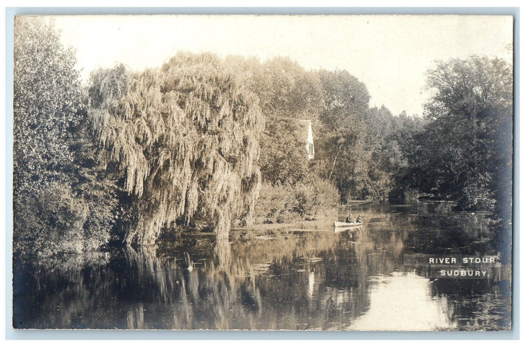 c1910 River Stour Sudbury East Anglia England Vintage RPPC Photo Postcard