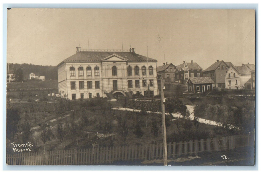 c1910 View from Fence Tromso Museum Norway Antique RPPC Photo Postcard