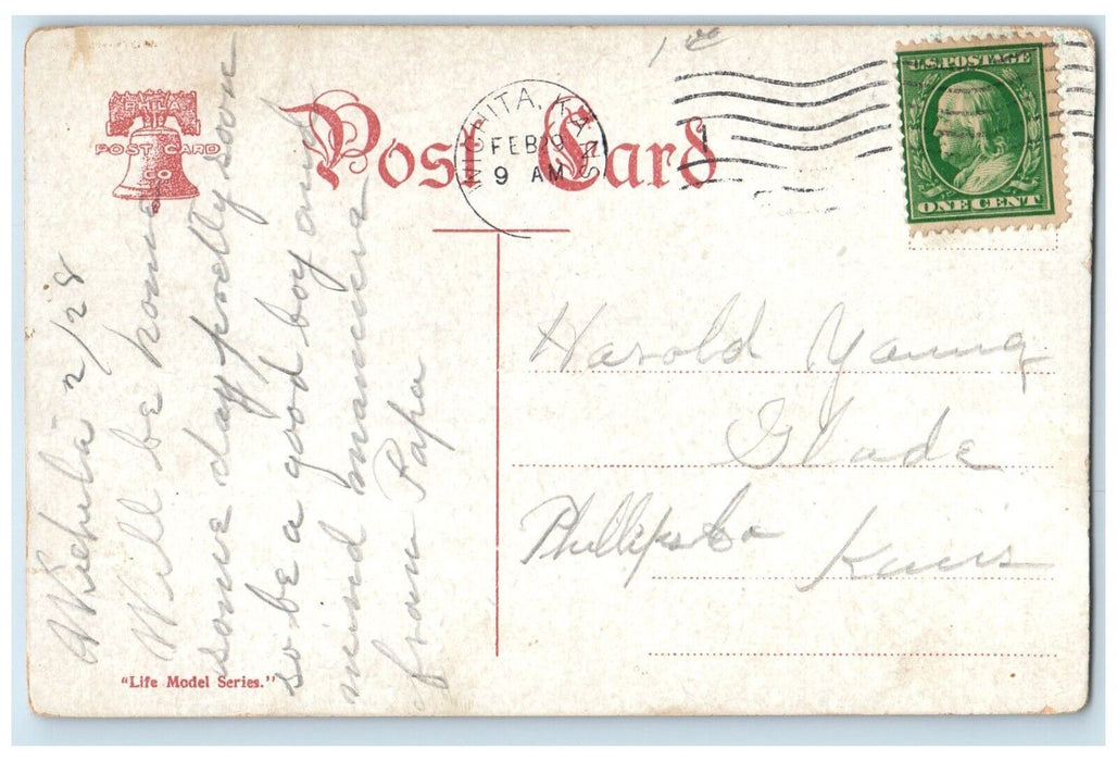 c1910's Sausage Beware Of The Dogs Wichita Kansas KS Posted Antique Postcard