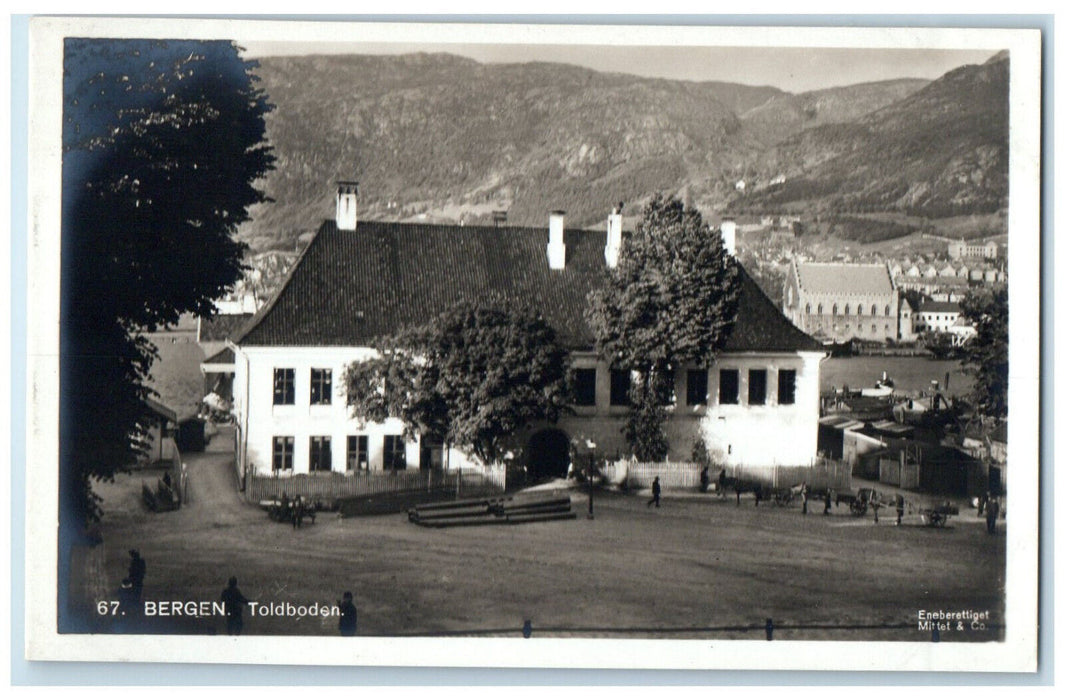 c1920's Customs Booth Bergen Norway Unposted Antique RPPC Photo Postcard