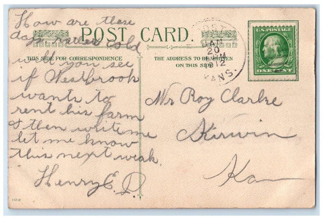 1912 Giant Man You Are All Right But Where's The Mate Kirwin Kansas KS Postcard