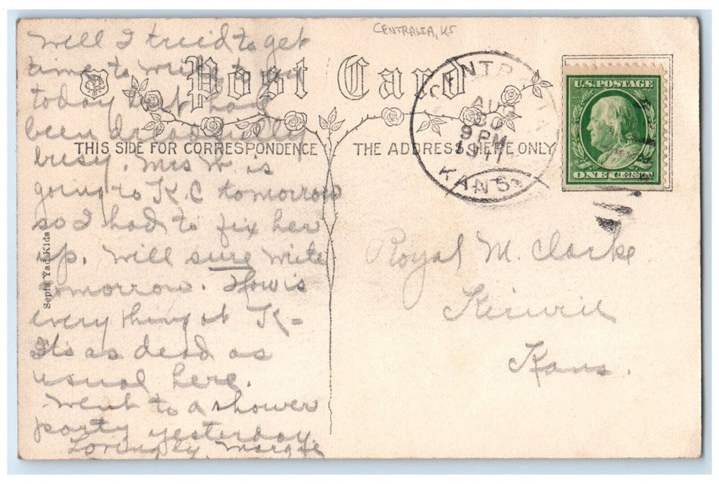 1911 Boy Who Loves A Fellow What Aint Got No Auto Centralia Kansas KS Postcard