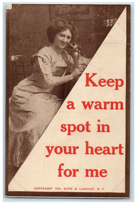 1911 Pretty Woman Telephone Keep A Warm Spot In Your Heart For Me Postcard