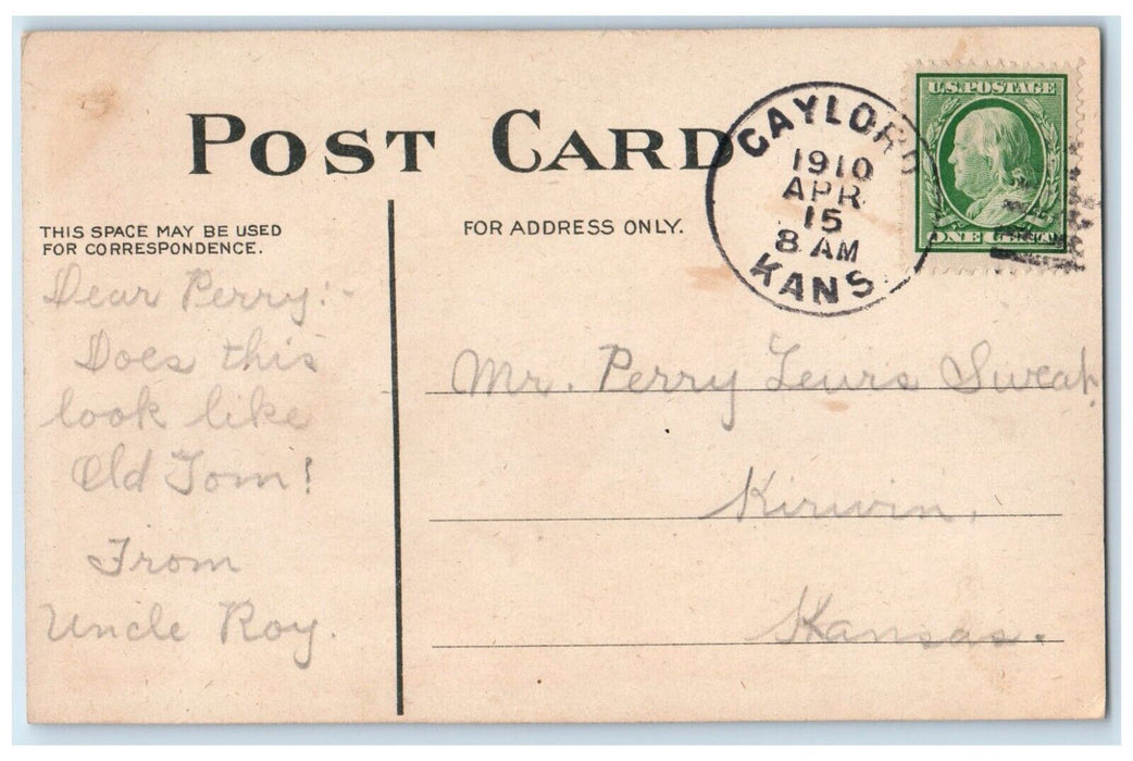 1910 Horse Childrens Pet Animal Gaylord Kansas KS Posted Antique Postcard