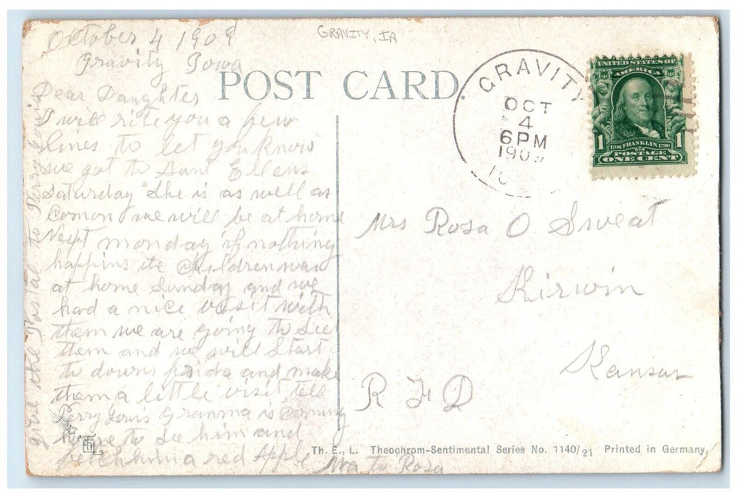 1909 Man Riding Horse I Am Coming Home Gravity Iowa IA Posted Antique Postcard