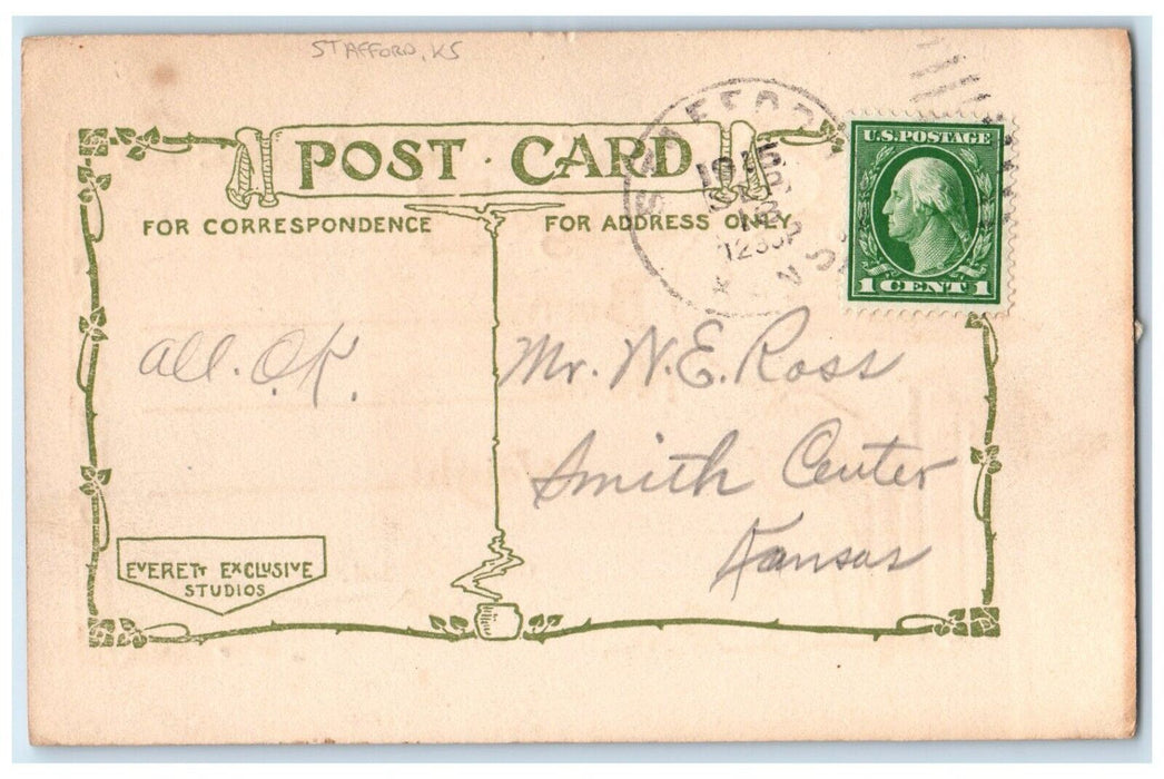 1915 Stork Baby Newborn Stafford Kansas KS Official Seal Posted Antique Postcard