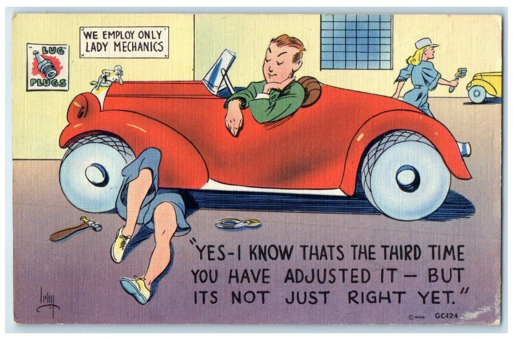 1948 Broken Car I Know Thats The Third Time Carpenter Iowa IA Vintage Postcard