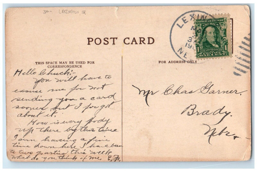 c1910's Old Man Hit Base Lexington Nebraska NE Posted Antique Postcard